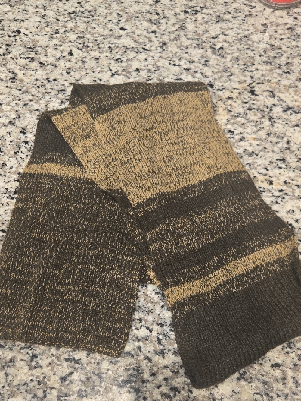 Marled Knit Beanie in Dark Brown & Tan